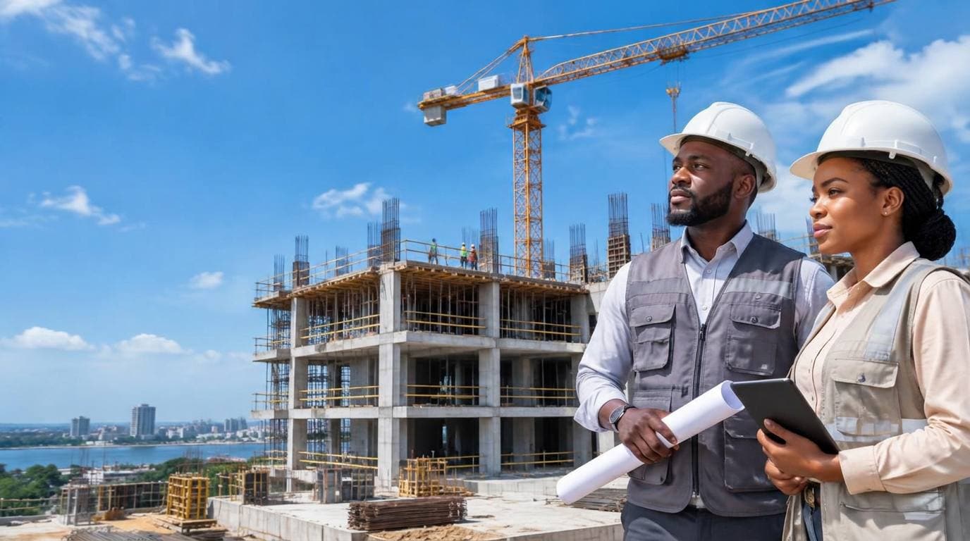 Professionnels du bâtiment sur un chantier en Côte d’Ivoire